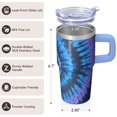 thumbnail image 3 of Insulated 20oz Geometric Textured Tumbler with Handle, Stainless Steel Double Wall Travel Coffee Mug, Leak Proof Straw Lid, 3 of 5