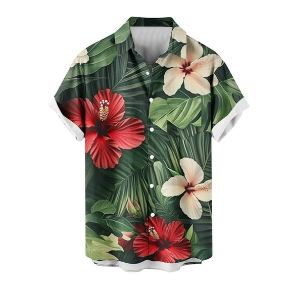 Chiccall Mens Hawaiian Floral Shirts Summer Short Sleeve Button Down Tropical Holiday Beach Shirts