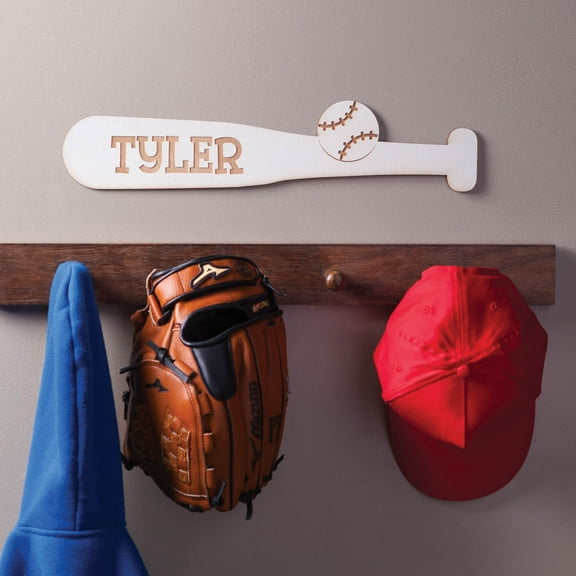 Personalized White Wood Baseball Plaque