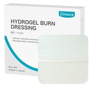 Dimora Hydrogel Burn Dressing Pads, 4" x 4" - 10 Pack | Instant Cooling Gel for Burn Relief & Wound Care | First Aid for Minor Burns, Cuts, Abrasions
