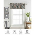 thumbnail image 6 of Brown Teal Boho Curtain Valance for Windows/Living Room/Kitchen/Bathroom/Café, Short Rod Pocket Tier Curtain Window Treatment Panel Ethnic Rustic Abstract Flowers Topper Curtain 54''x18'', 6 of 6