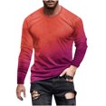 thumbnail image 2 of Zylanna Men's T-Shirts Tee, Stretchy Crew Neck Long Sleeve Gradient Color Casual Tops for Man Red, 2 of 4