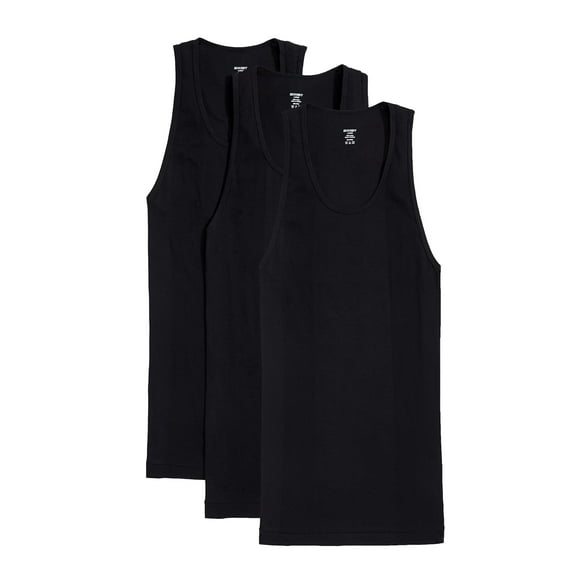 2(X)IST mens Essential Cotton Tank 3-pack Base Layer Top, Deep Black, Large US