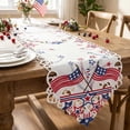 thumbnail image 1 of Patriotic Embroidered Table Runner, American Flag Lace Tablecloth, 4th of July Independence Day Party Decor, Farmhouse Dining Table Runner, Red White Blue Kitchen Decor, Holiday Home Decoration, 1 of 8