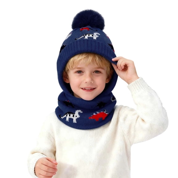 Winter Kids Scarf Lined Warm Neck Warmer Knitted Cap Boys Girls Cold Weather Clothes