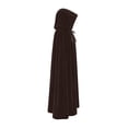 thumbnail image 6 of Virmaxy Halloween Costume Women's Velvet Costume Cape Stand Collar Lace Overlay Tie Front Cloak for Halloween Vampire Gothic Cosplay Dress Up Coffee, 6 of 8