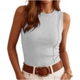 thumbnail image 5 of snilers Womens Tank Tops High Neck Sleeveless Ribbed Tank Casual Basic Thick Strap Slim Fitted Racerback Shirts S, 5 of 7