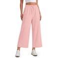 thumbnail image 2 of MOSHU Womens Capri Pants Summer Wide Leg Pants for Women Drawstring Casual Palazzo Trousers with Pockets, 2 of 9