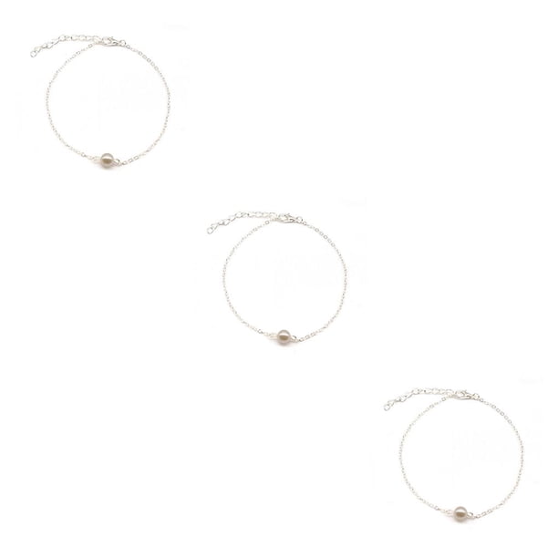 Sonducket Tobilleras Elegante Aleación de oro universal Perlas falsas Accesorios estéticos simples Adornos para los pies Pulseras de tobillo Plata Type1 NO1 Sonducket CBP253062