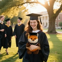 JMKQLZ 20cm Fluffy Fox Graduation Stuffed Animal Doctorate Bachelor Panda Plush Toys in Cap Gown Wearing Ribbons Doll Simulation Souvenir Gifts 2025 Graduation Gifts