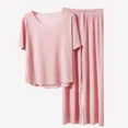 thumbnail image 5 of Parejas de seda de hielo sensación fresca verano fino corto manga pantalones largos ropa de dormir conjunto de ropa de hogar para hombres y mujeres, 5 of 5