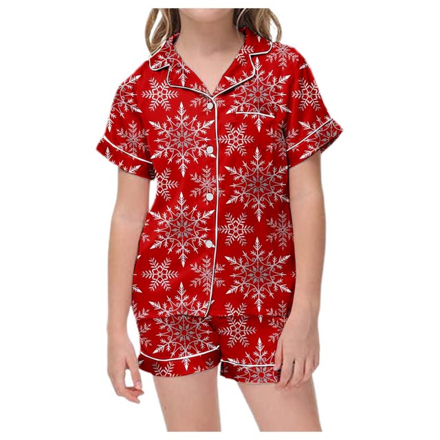 TZEWGL Pajamas For Toddler Classic Print Button Down Collar Short Sleeve Top Shorts Set Homewear For Infants size 2-3T