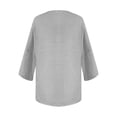 thumbnail image 4 of 3/4 Length Sleeve Womens Tops Round Neck Casual Tunic Tops Pleated Shirts Dressy, 4 of 5