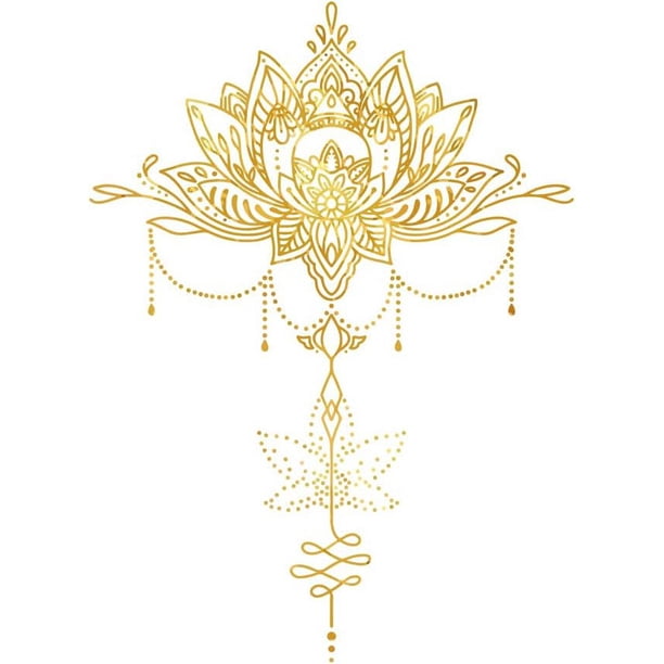 Decoración de pared con mandala de loto dorado, pegatina de pared con flor de loto grande, bohemio, indio, mandala, flor Namaste, vinilo, arte de meditación, murales decorativos