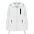thumbnail image 6 of EchfiProm Women Windbreaker Jacket Packable White Lightweight Streetwear Hooded Waterproof Zip-up Coat, 6 of 8