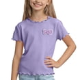 thumbnail image 3 of akafmk Girls Short Sleeve T-Shirts Basic Tees Ice Silk Bow Patch Soft Breathable Casual Cute Summer Tops, 1-10Y, 3 of 6