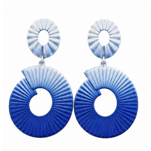 Women's Blue Ombre Statement Earrings, Lightweight Resin Circle Dangle Earrings, Modern Geometric Drop Fashion Jewelry for Women