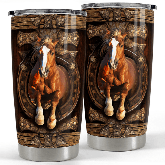 SANDJEST Horse Tumbler 20oz Stainless Steel Insulated Tumblers Coffee Travel Mug Cup Horses Gifts for Women Men Gift for Birthday Christmas
