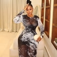 thumbnail image 2 of Women's Camouflage Print O-Neck Long Sleeve Hips Wrapped Long Dress, Slight Perspective, Sexy, 2 of 20