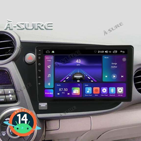 2 64GB Android 14 Car Radio Stereo for Honda Insight ZE2/ZE3 2009-2014 with Wireless CarPlay/Android Auto/GPS Navi/Wi-Fi/BT 5.0/DSP/SWC/HD Camera