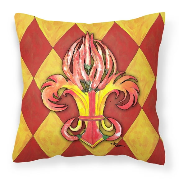 Carolines Treasures 8499PW1414 Peppers Fleur de lis Fabric Decorative Pillow, 14Hx14W, multicolor