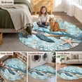 thumbnail image 5 of Ocean Turtle Round Rugs for Living Room 6ft Nautical Retro Blue Starfish Sealife Non Slip Circle Rug Washable Low-Profile Indoor Carpet for Bedroom, Dining Room, Bathroom, 5 of 9