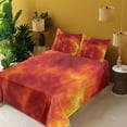 thumbnail image 2 of Ambesonne Orange Fitted & Top Sheet Set with Shams, Heat Design Illustration, Orange and Yellow, 2 of 5