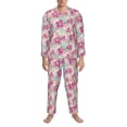 thumbnail image 3 of Naloa Purple Watercolor Flowers Men’s Pajamas Set - Long Sleeve Button Down Sleep Shirt and Pajama Bottoms Sleepwear Set-XX-Large, 3 of 7