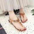 thumbnail image 2 of Anuirheih Women Sandals Flat Bohemian Jeweled Sandals Elastic Strap Dress Casual Summer Beach Sandals Flip Flops Sandals(Khaki）, 2 of 4