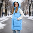 thumbnail image 5 of Kids Girls Long Quilted Puffer Vest Sleeveless Hooded Button Down Padded Coats Jacket Outerwear with Pockets, 5 of 9