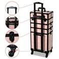 thumbnail image 3 of Byootique Rolling Makeup Train Case Trolley w/ Cube Case Cosmetic Organizer Pink, 3 of 8