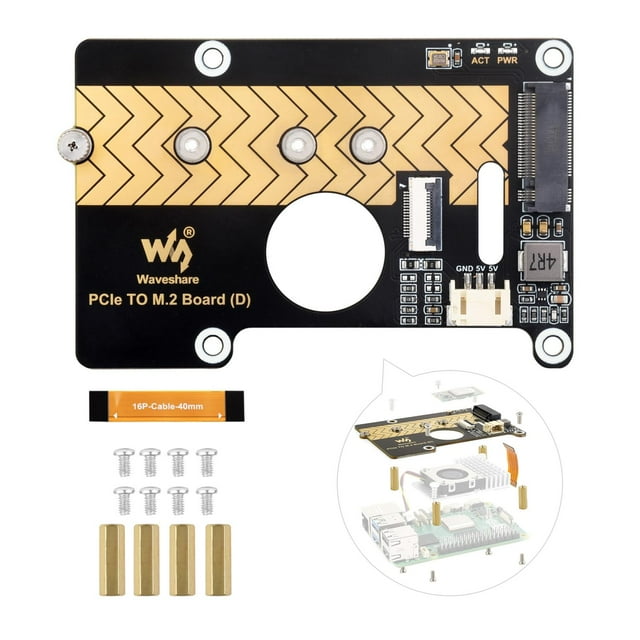 Placa adaptadora PCIe a M.2 para Raspberry Pi 5 con soporte NVMe