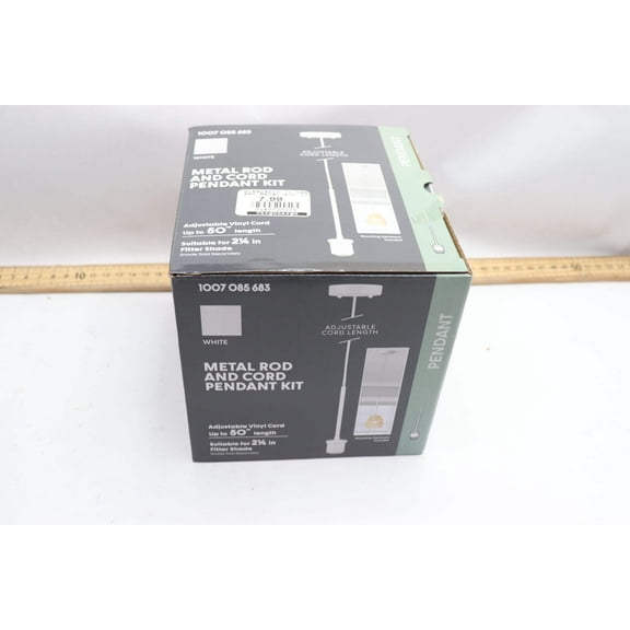 White Pendant Light Kit with Partial Metal Rod