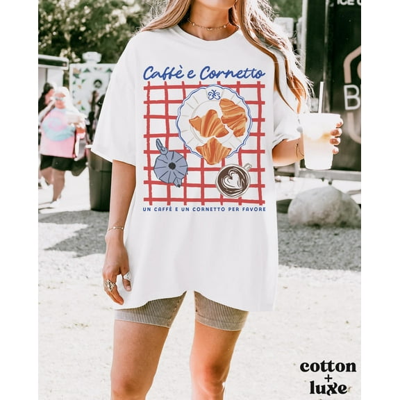 Coffee and Cornetto Shirt | TShirt | Coffee and Croissant Shirt | Italy Tee | Breakfast Shirt | Summer Graphic Tees For Women