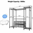 thumbnail image 2 of HLONK Wire Garment Rack Heavy Duty Clothes Rack，Closet Organizer Metal Garment Rack Portable Clothes Hanger Home Shelf Fabric Drawers，Freestanding Closet Wardrobe，Black, 2 of 5