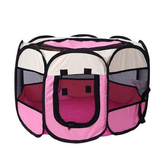 Portable Foldable Pet Playpen, Octagonal Mesh Dog Cat Tent with Double Zipper Doors, Indoor Outdoor Pet Exercise Fence for Puppy Kitten, Cat Pregnancy Whelping Box, Easy to Store & Carry