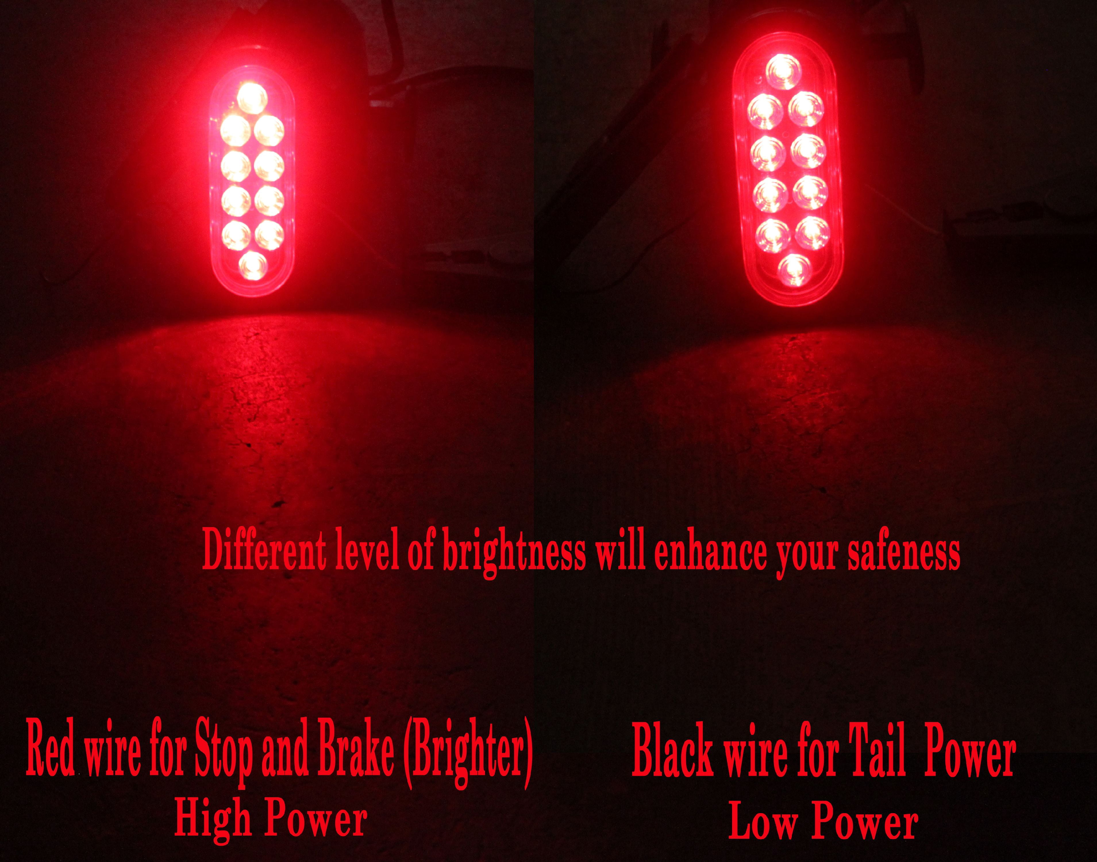 XXXXX Set of 6 Pcs LED 6" Oval Red Brake Stop Turn Tail Marker Signal Lights for Truck Trailer Tractor w Grommet Pigtail Kit DOT SAE Approved