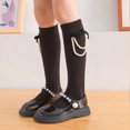 thumbnail image 6 of Esaierr 2 Pairs Girls Knee High Socks for Kids Baby Solid Color Thigh High Socks Toddler 3-12T Cotton Calf Stacking Socks, 6 of 9