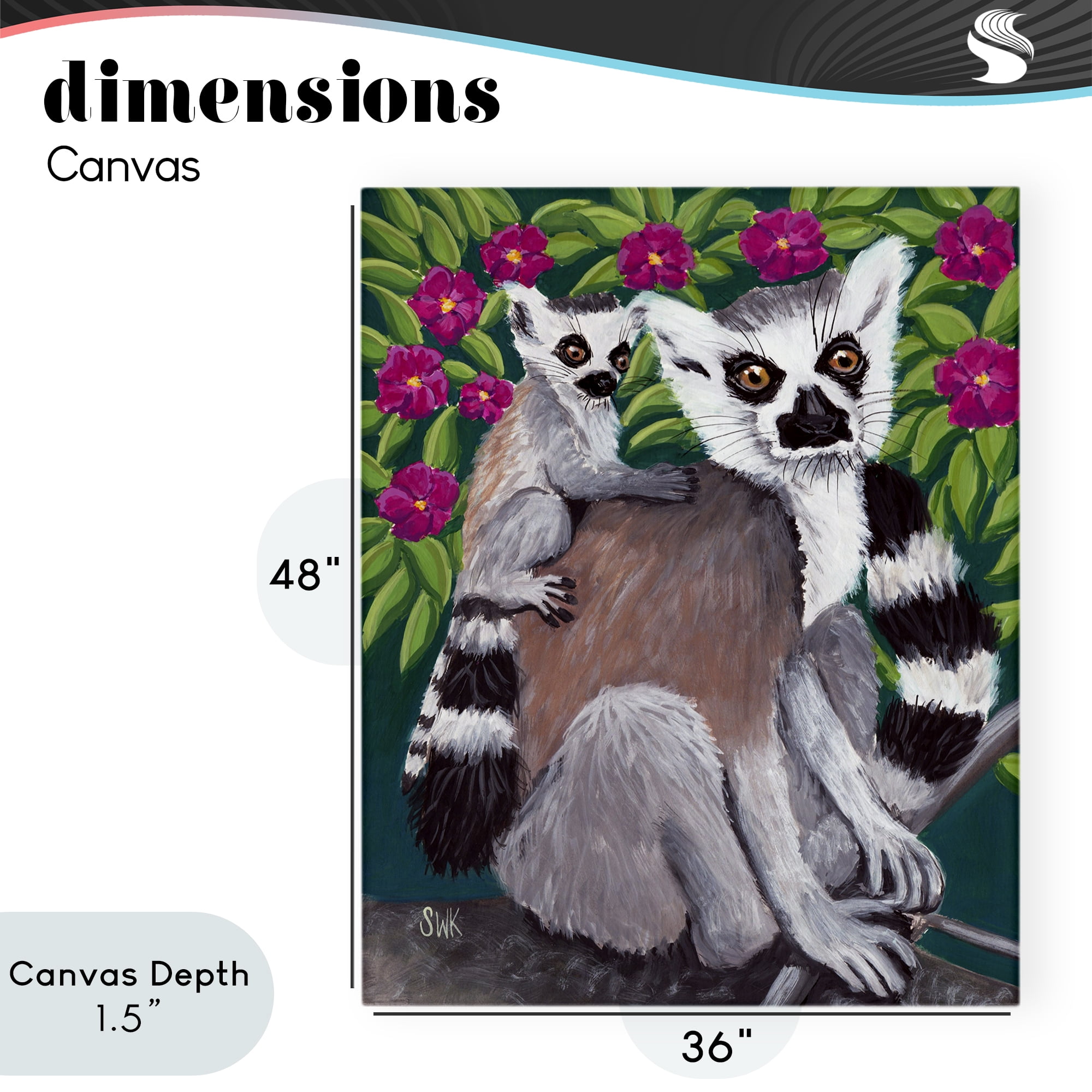 Stupell Industries Ring Tailed Lemur Mama & Baby Canvas Wall Art, design by Sarah Waldron Kimball