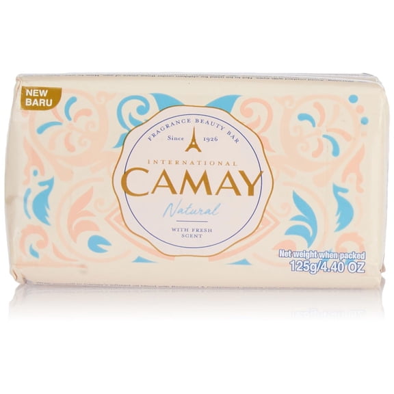 Camay Natural International Beauty Soap with Cedarwood & Imported Soap with Nature’s Scent for Daily Skincare, Gives Silky, Soft Skin (3 Count, 125g Each)