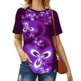 thumbnail image 1 of Pompotops Mode Femmes Col Rond Impression Manches Courtes T-Shirt Chemisier Tops, 1 of 3