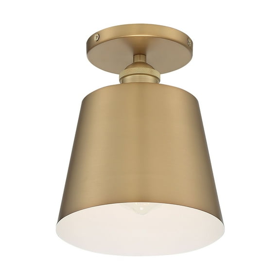 60/7321-Nuvo Lighting-Motif-1 Light Semi-Flush Mount in Transitional Style-7.25 Inches Wide by 9 Inches High-Brushed Brass/White Finish