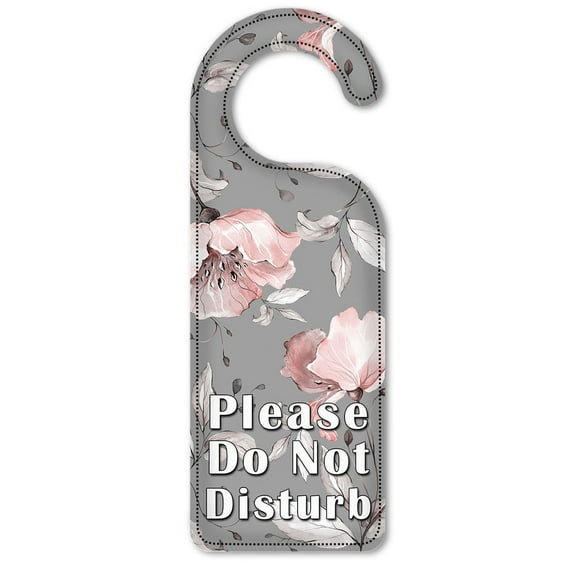 Do Not Disturb Door Knob Hanger Sign - Gray & Pink Flower Toss