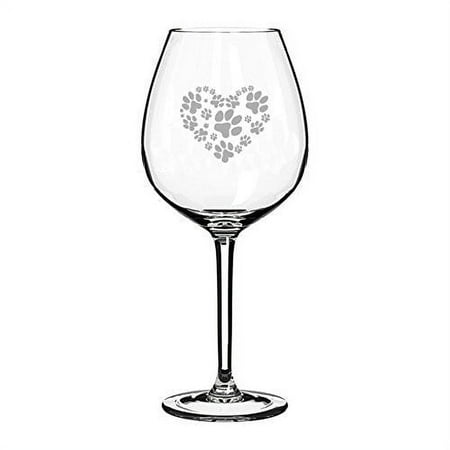 

20 oz Jumbo Wine Glass Heart Love Animals Paw Prints MIP