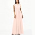 thumbnail image 2 of Qiopertar Women's Formal Evening Dress Elegant Lace V-Neck Long Sleeveless Maxi Dress with Slit Cocktail Party Wedding Guest Gown, Beige M, 2 of 6