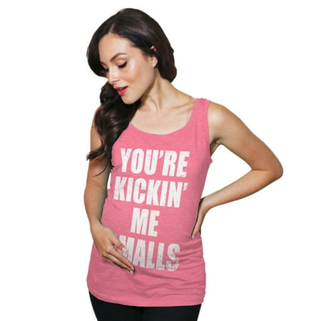 

Maternity Tank Top Youre Kickin Me Small Funny Baseball Pregnancy Tank (Heather Pink) - L