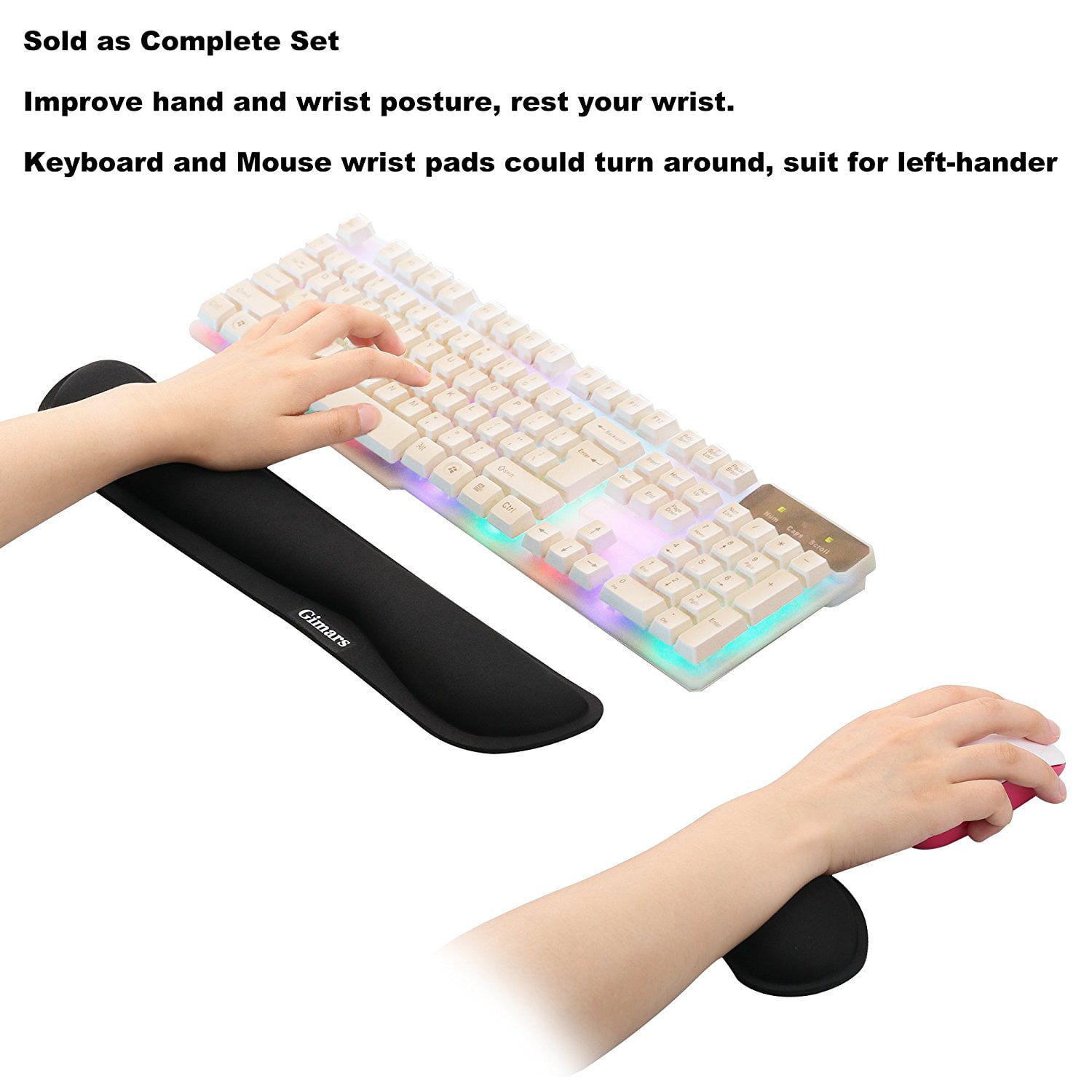 Laptop Computer Gimars Upgrade Enlarge Gel Memory Foam Set Keyboard Wrist Rest Pad Mac Comfortable Lightweight for Easy Typing Pain Relief,Marbling Mouse Wrist Cushion Support for Office 
