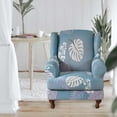 thumbnail image 3 of Polyester Wingback Chair Cover Sofa Cover Armchair Slipcovers Dining Chair Blue, 3 of 5