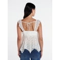 thumbnail image 3 of Madden NYC Floral Lace Babydoll Top with Flutter Sleeves, Sizes XXS-XXL, 3 of 5