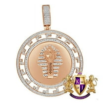 Real Diamonds Greek Style Egyptian Pharaoh King Tut Pendent 10K Rose Gold Tone Charm
